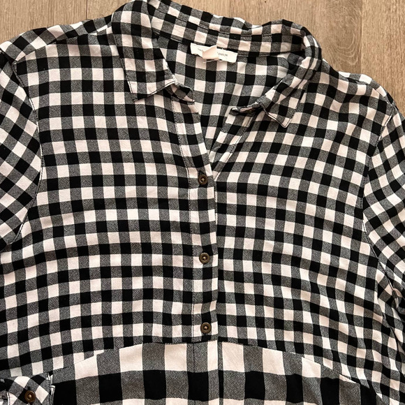 Beach Lunch Lounge Large Oversized Gingham Black/White Long Sleeve Button Down - Picture 6 of 9